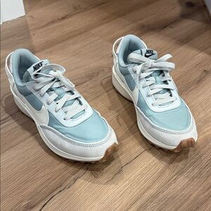 Nike Women's Sky Blue and White Sneakers